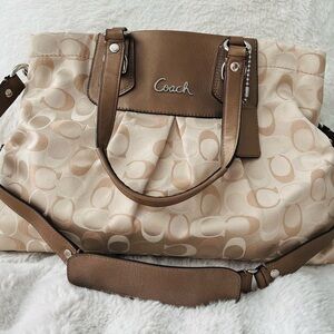 Coach Tan and Brown Shoulder Bag